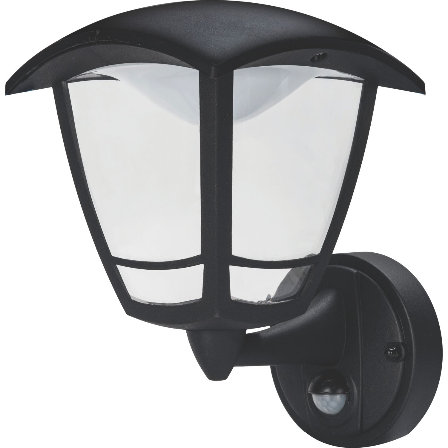 Luceco Outdoor LED Bottom Arm Coach Lantern With PIR Sensor Black 8W 640lm (745JV)