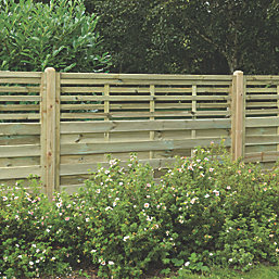 Forest Kyoto  Slatted Top Garden Fence Panel Natural Timber 6' x 5' Pack of 3