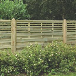 Forest Kyoto  Slatted Top Fence Panels Natural Timber 6' x 5' Pack of 3
