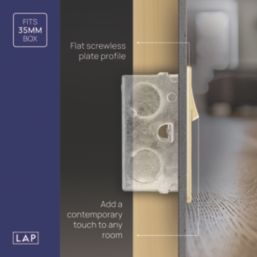 LAP  13A 2-Gang SP Switched Socket + 2.4A 12W 2-Outlet Type A & C USB Charger Satin Brass with Black Inserts