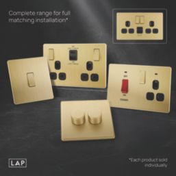 LAP  13A 2-Gang SP Switched Socket + 2.4A 12W 2-Outlet Type A & C USB Charger Satin Brass with Black Inserts