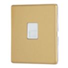 Contactum Lyric 1-Gang Master Telephone Socket Brushed Brass with White Inserts