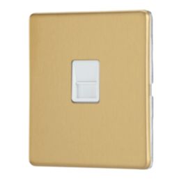Contactum Lyric 1-Gang Master Telephone Socket Brushed Brass with White Inserts