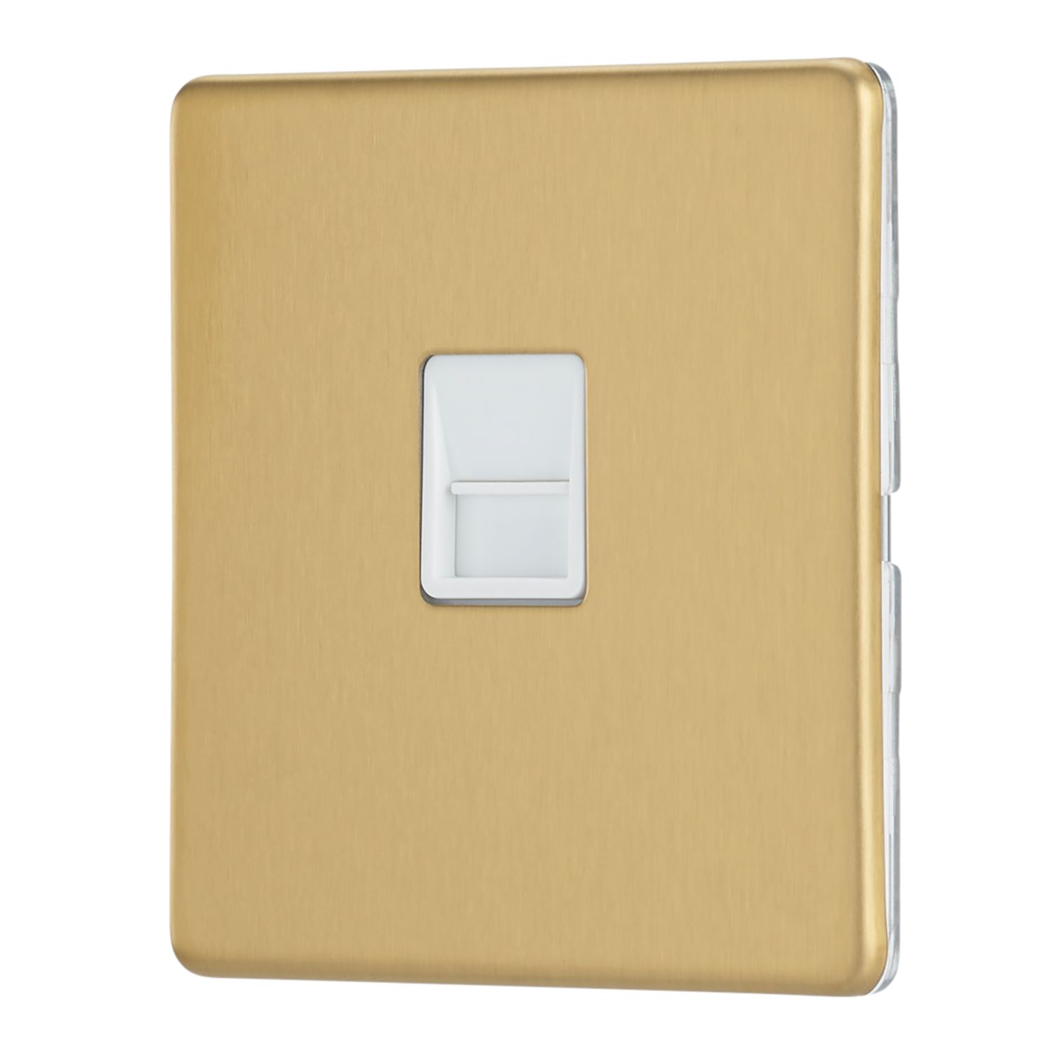 Contactum Lyric 1-Gang Master Telephone Socket Brushed Brass with White Inserts (745RP)