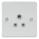 Knightsbridge  5A 1-Gang Unswitched Socket Brushed Chrome with Colour-Matched Inserts