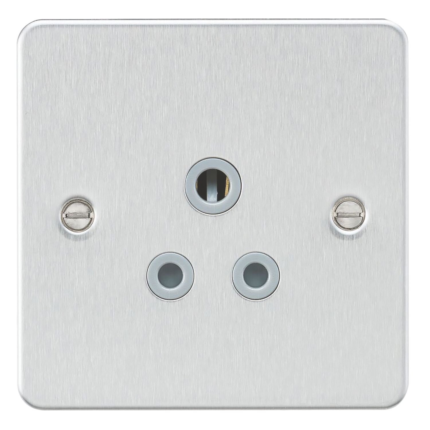 Knightsbridge 5A 1-Gang Unswitched Socket Brushed Chrome with Colour-Matched Inserts (745TY)