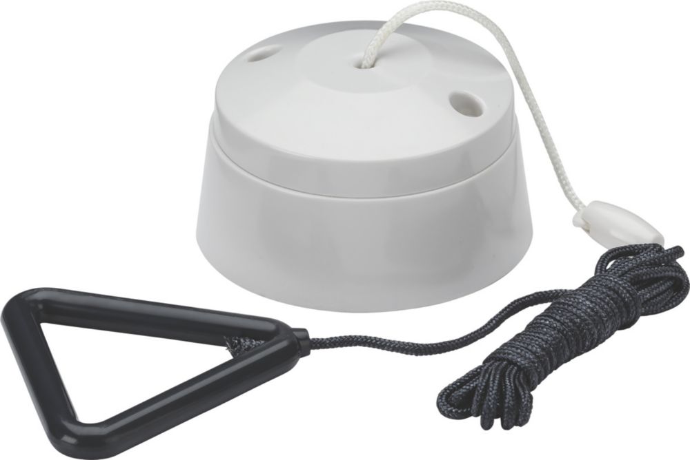 Knightsbridge Part M 10AX 2-Way Pull Cord Switch and Bangle White