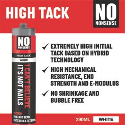 No Nonsense I Can't Believe It's Not Nails Solvent-Free Multi-Purpose High Tack Grab Adhesive  White 290ml