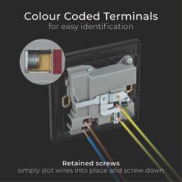 British General Evolve 13A 1-Gang SP Switched Socket + 3A 18W 2-Outlet Type A & C USB Charger Grey with Black Inserts