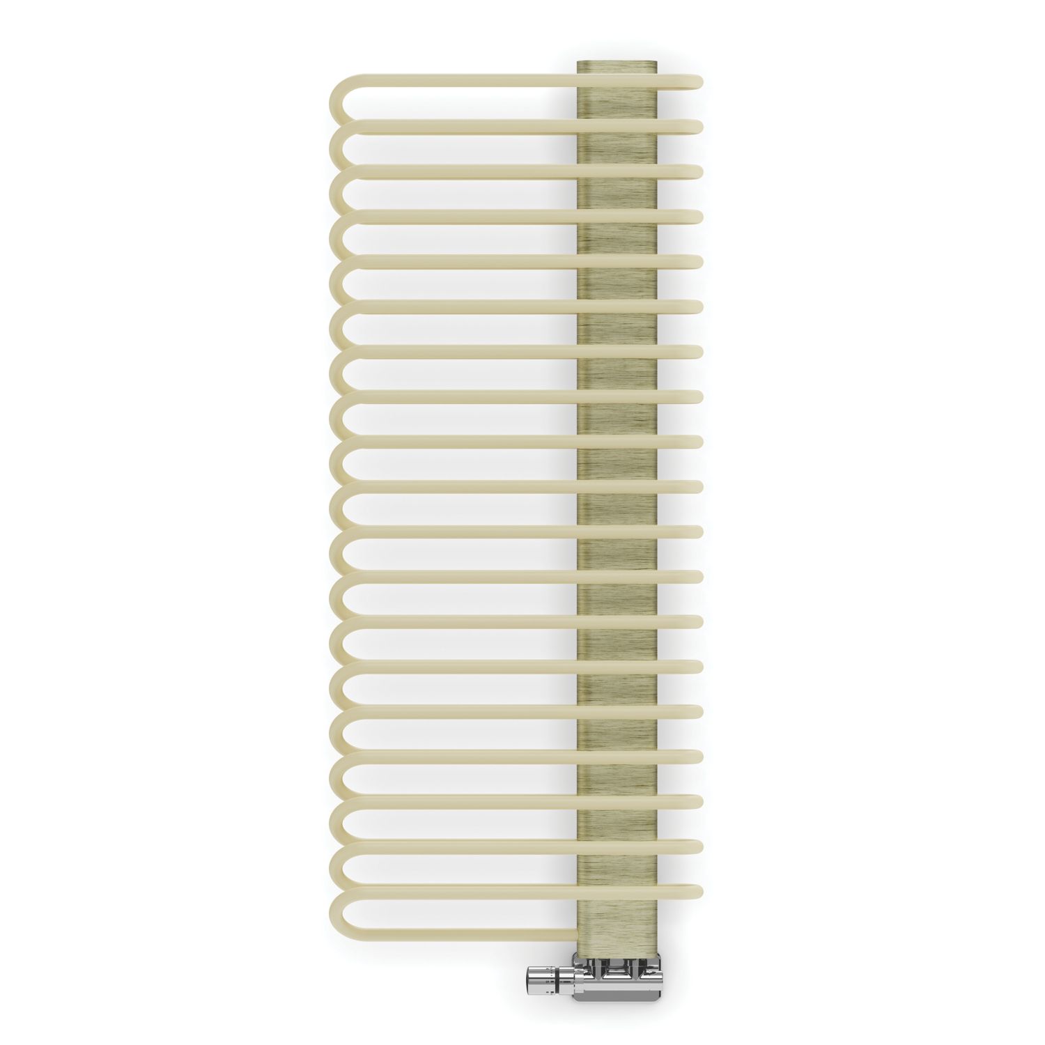 Terma 1200mm x 500mm 2460BTU Cream / Brass Curved Designer Towel Radiator (746HR)