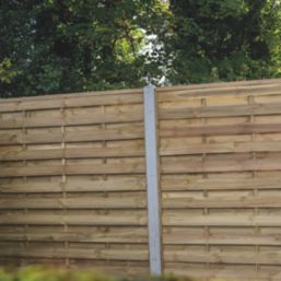 Forest Flat Double-Slatted  Fence Panels Natural Timber 6' x 6' Pack of 3