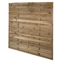 Forest Flat Double-Slatted  Fence Panels Natural Timber 6' x 6' Pack of 3