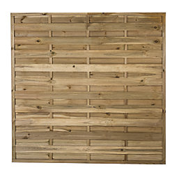 Forest Flat Double-Slatted  Fence Panel Natural Timber 6' x 6' Pack of 3