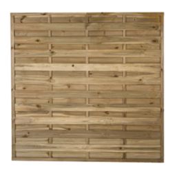 Forest Flat Double-Slatted  Fence Panels Natural Timber 6' x 6' Pack of 3