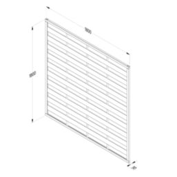 Forest Flat Double-Slatted  Fence Panels Natural Timber 6' x 6' Pack of 3