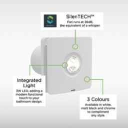 Sensio  100mm Axial Bathroom Shower Extractor Fan Kit With LED Light  White 240V