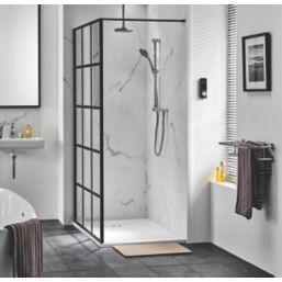 Triton Neo  Framed Grid Showerwall  Black 1000mm x 2000mm