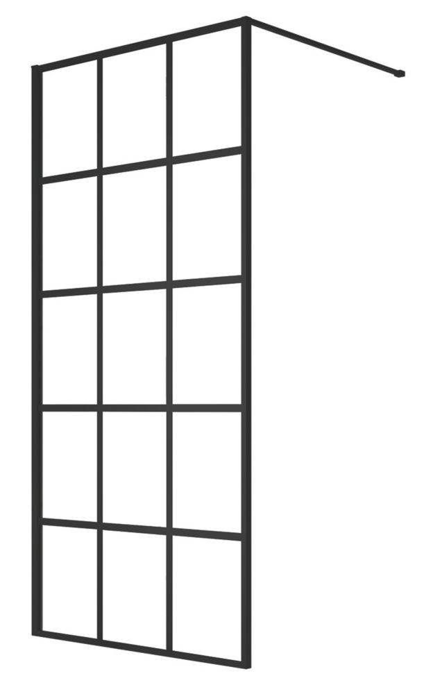 Triton Neo  Framed Grid Showerwall  Black 1000mm x 2000mm