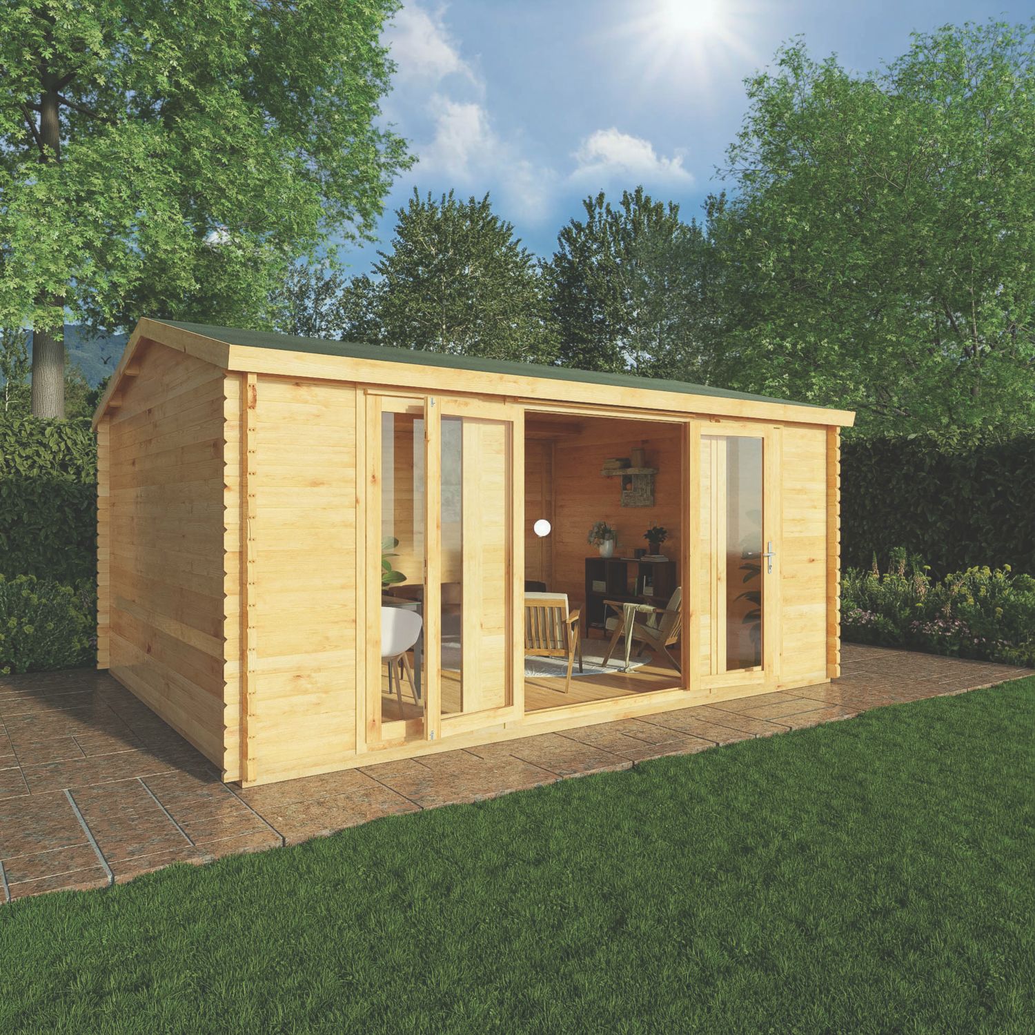 Mercia Home Office Director 16' x 12' 6" (Nominal) Apex Timber Log Cabin (746YL)