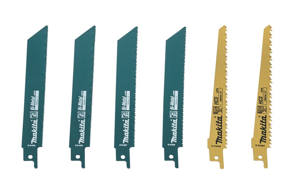 Makita D53051 MultiMaterial Reciprocating Saw Blade Set 6 Pieces