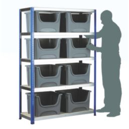 Barton Ecorax 5-Tier Powder-Coated Steel Shelving with Containers 1200mm x 450mm x 1760mm