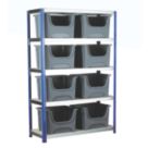 Barton Ecorax 5-Tier Metal Garage Shelving with Containers 1200mm x 450mm x 1760mm