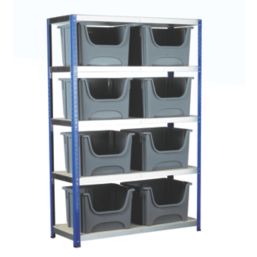 Barton Ecorax 5-Tier Powder-Coated Steel Shelving with Containers 1200mm x 450mm x 1760mm