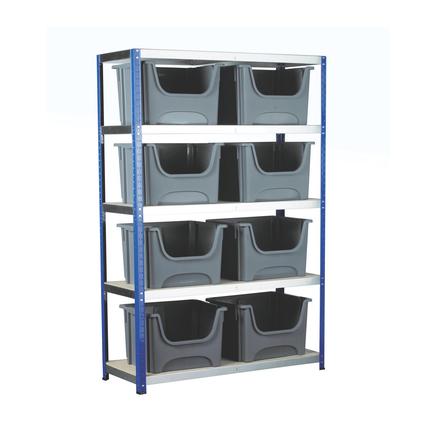 Barton Ecorax 5-Tier Metal Garage Shelving with Containers 1200mm x 450mm x 1760mm (74728)
