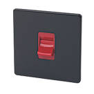 Varilight  45AX 1-Gang DP Cooker Switch Jet Black  with Red Inserts