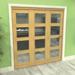 Green & Taylor  3-Door 4-Clear Light Unfinished Oak Wooden Shaker Internal Bi-Fold Door 2060mm x 1905mm