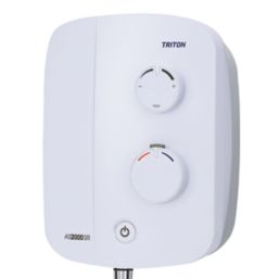 Triton Silent Rear-Fed White / Chrome Thermostatic Power Shower