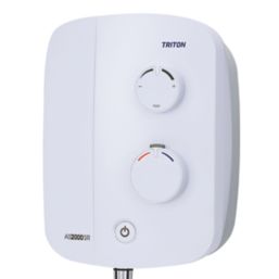 Triton Silent Rear-Fed White/Chrome Thermostatic Power Shower