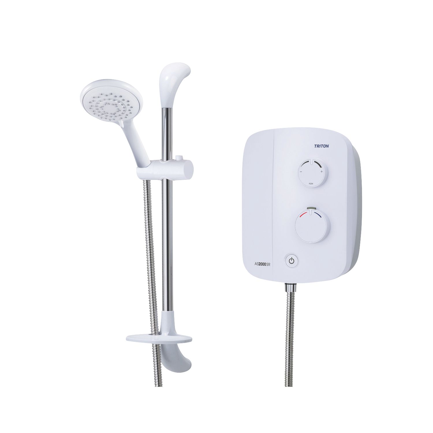 Triton Silent Rear-Fed White/Chrome Thermostatic Power Shower (747HF)