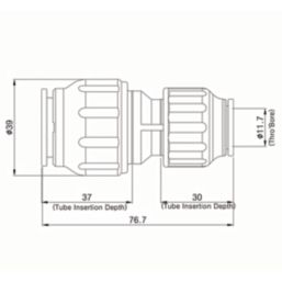 Flomasta  Plastic Push-Fit Reducing Couplers 22mm x 15mm 2 Pack