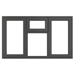 Crystal  Top, Left & Right-Hand Opening Clear Triple-Glazed Casement Anthracite on White uPVC Window 1770mm x 965mm