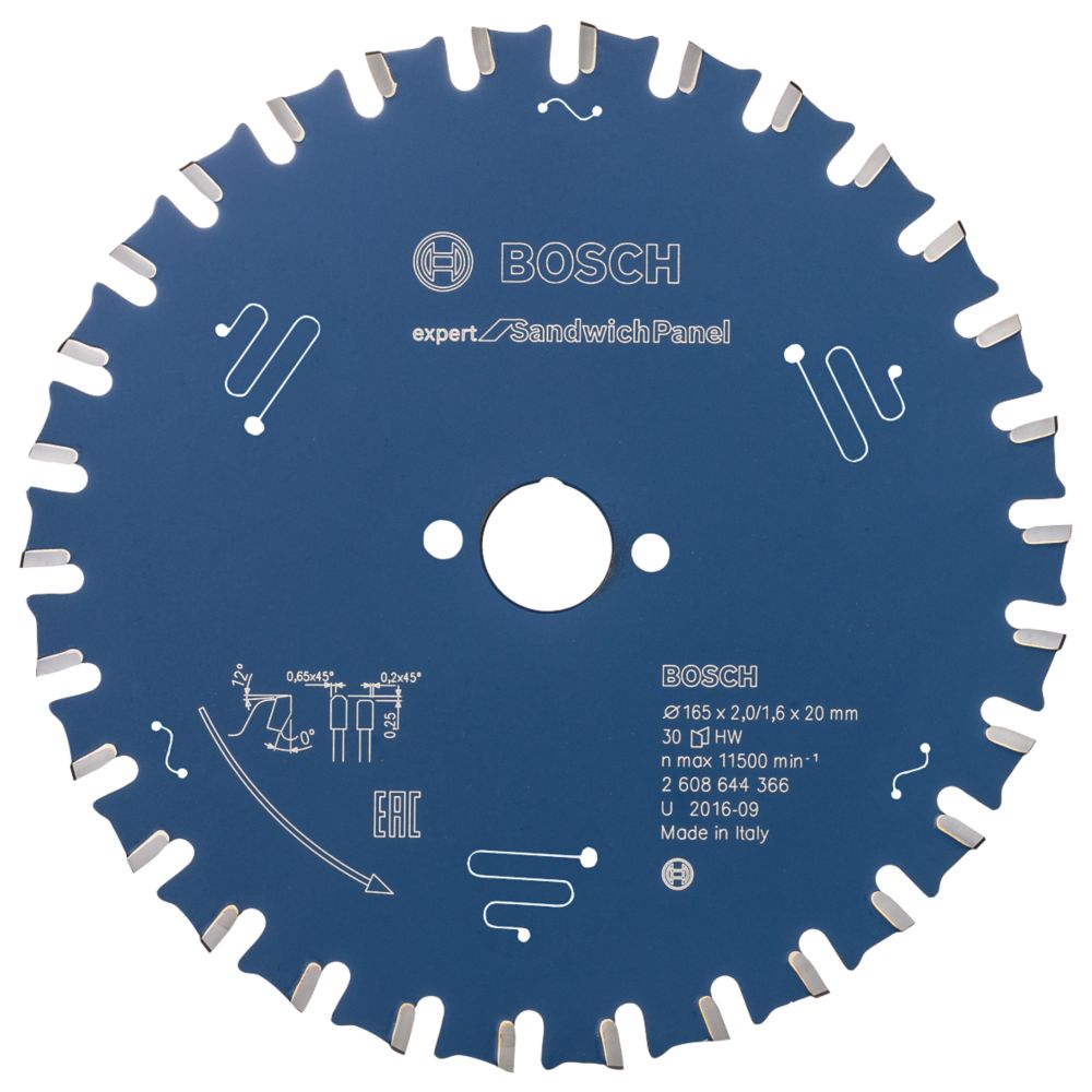 Bosch Expert Sandwich Panel Circular Saw Blade 165mm x 20mm 30T Screwfix