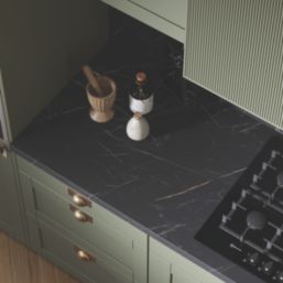 Wilsonart  Matt Black Marble Effect Laminate Worktop 3000mm x 620mm x 38mm