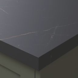 Wilsonart  Matt Black Marble Effect Laminate Worktop 3000mm x 620mm x 38mm
