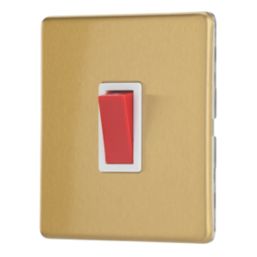 Contactum Lyric 32A 1-Gang DP Control Switch Brushed Brass  with White Inserts