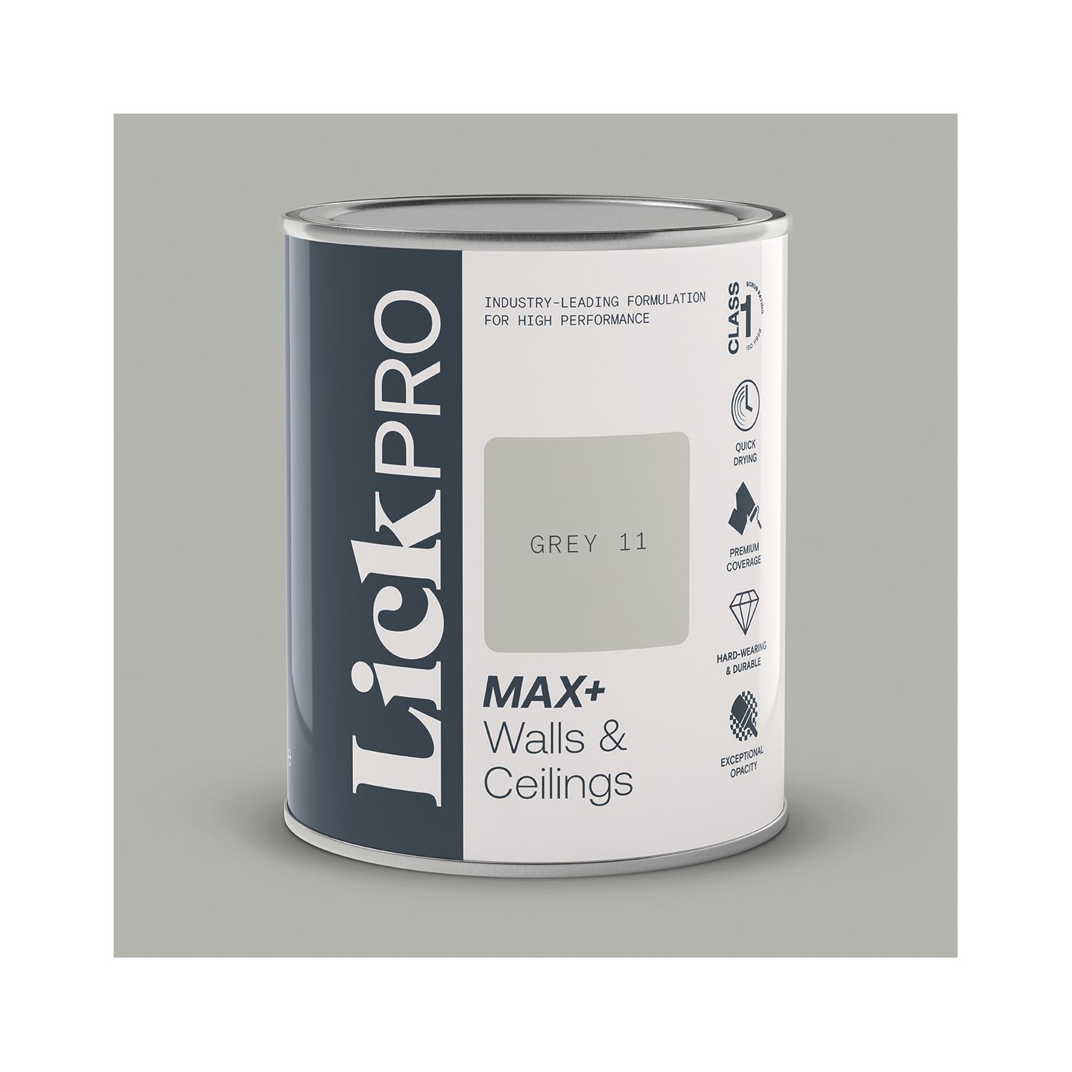LickPro Max+ 1Ltr Grey 11 Matt Emulsion Paint (747TM)