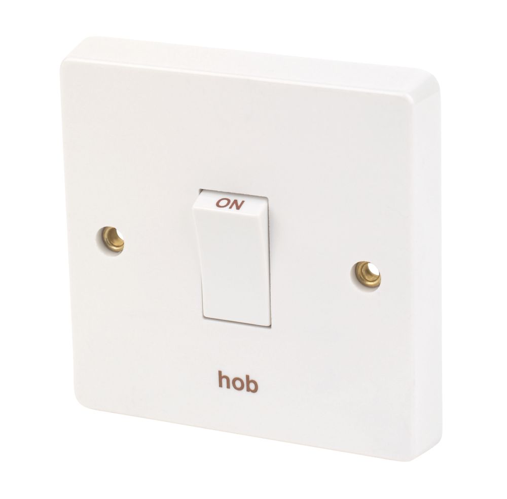 Crabtree Capital 20A 1-Gang DP Hob Switch White