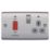 British General Nexus Metal 45A 2-Gang DP Cooker Switch & 13A DP Switched Socket Brushed Steel with LED with Graphite Inserts