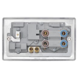 British General Nexus Metal 45A 2-Gang DP Cooker Switch & 13A DP Switched Socket Brushed Steel with LED with Graphite Inserts