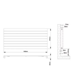 Flomasta  578mm x 1400mm 2910BTU White Horizontal Designer Radiator