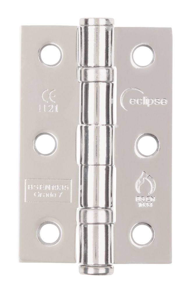 Eclipse Polished Chrome Grade 7 Fire Rated Ball Bearing Hinges 76mm x