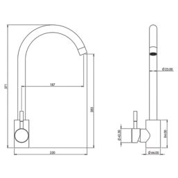 ETAL Tivoli Single Lever Kitchen Mixer Tap Brushed Steel Finish