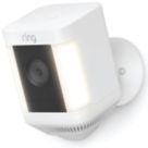 Ring Cam Plus Battery-Powered White Wireless 1080p Outdoor Smart Camera with Spotlight & PIR Sensor