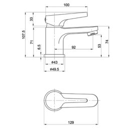 Highlife Bathrooms Etive Chrome 107.5mm Cloakroom Lever Mono Basin Mixer Tap  With Clicker Waste