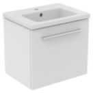 Ideal Standard i.life S Wall Hung Vanity Unit with Chrome Handle & Basin Matt White 500mm x 375mm x 440mm