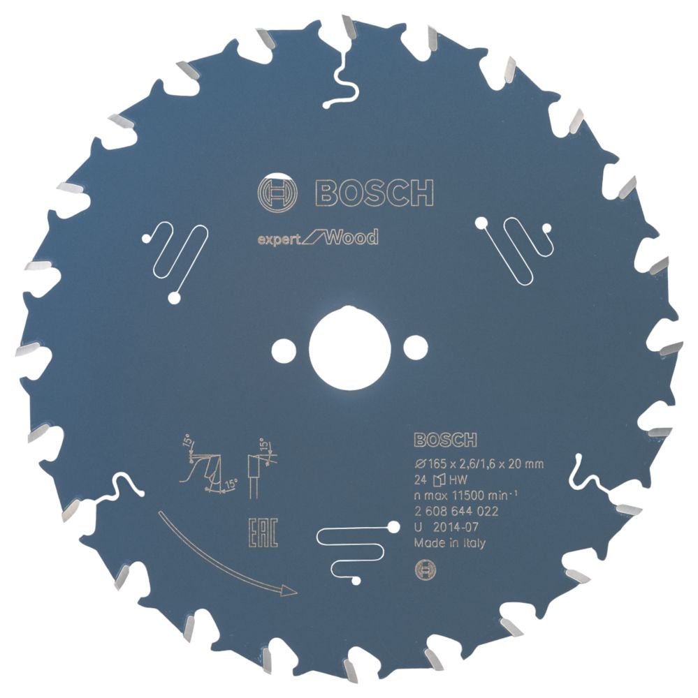 Bosch Expert Wood Circular Saw Blade 165mm x 20mm 24T Screwfix